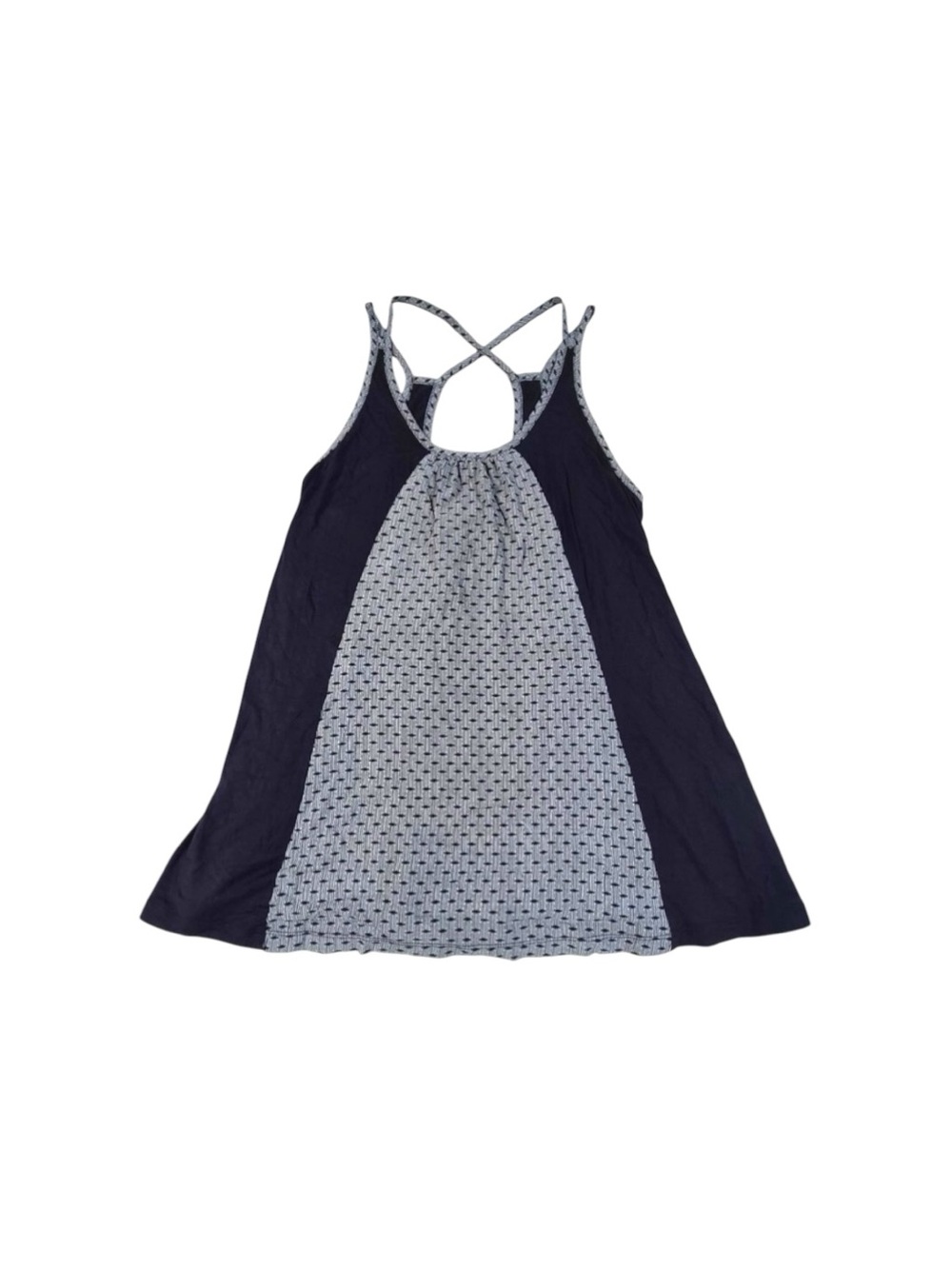 Cabi Style 5202 Navy Gray Geometric Cross Back Tank Top Small NWOT